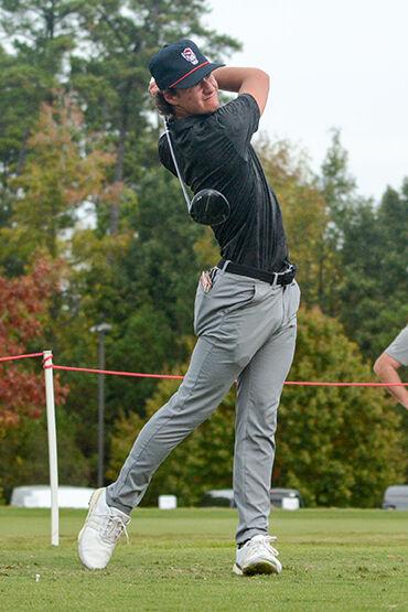 Freshman Joey Lenane hits the ball during the Wolfpack Intercollegiate on Sunday, Oct. 16, 2022 at Lonnie Poole Golf Course.&#160;Lenane tied for 33rd with a final 54-hole score of 6-over. NC State tied for second overall.&#160;