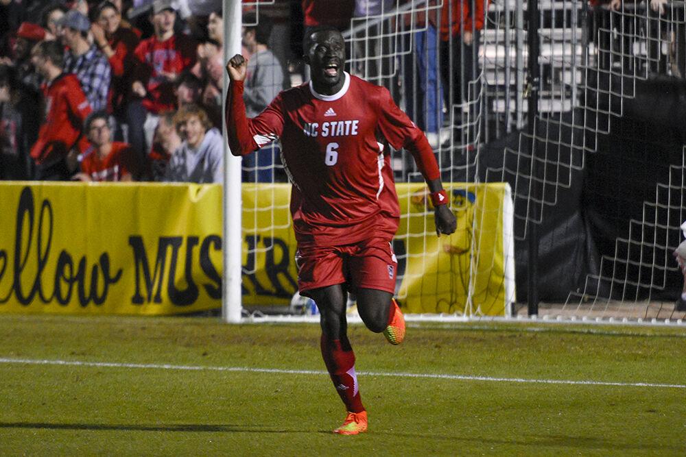 Senior defender Kendall Edwards celebrates a goal during the match against UNC-Chapel Hill on Oct. 14, 2022 at Dail Soccer Field. NC State tied 2-2 with&#160;UNC-Chapel Hill.