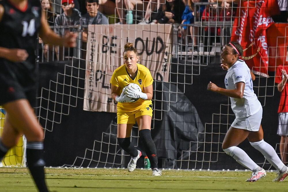 Junior goalkeeper Maria Echezarreta makes a save in the match against Duke at Dail Soccer Field on Sunday, Sept. 25, 2022. Echezarreta had five saves. NC State lost to Duke 6-0.