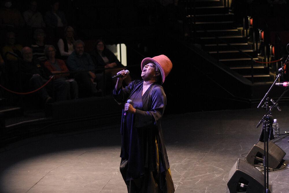 Lisa Fischer sings solo to the crowd on Thursday, Sept. 29, 2022 in Stewart Theatre. The concert featured Grammy winning band Ranky Tanky and special guest Lisa Fischer.