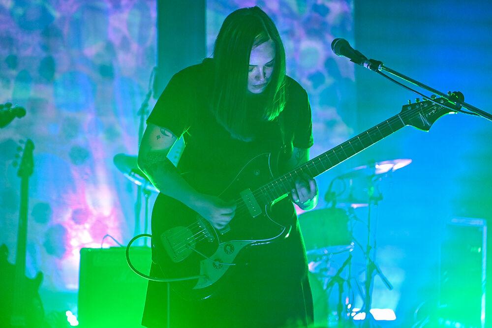 Soccer Mommy plays the guitar at her concert on Monday, Nov. 14, 2022 at Haw River Ballroom in Saxapahaw, North Carolina. Soccer Mommy played songs from her latest album "Sometimes, Forever" as well as hits "Your Dog" and "Circle the Drain."