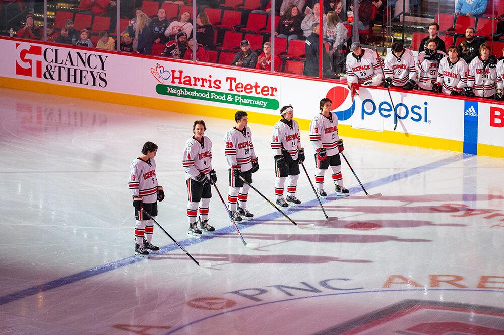 From left to right, during the Governor's Cup game against the UNC Tar Heels on Monday, Nov. 22, 2022. The Icepack lost to the Tar Heels 4-2.