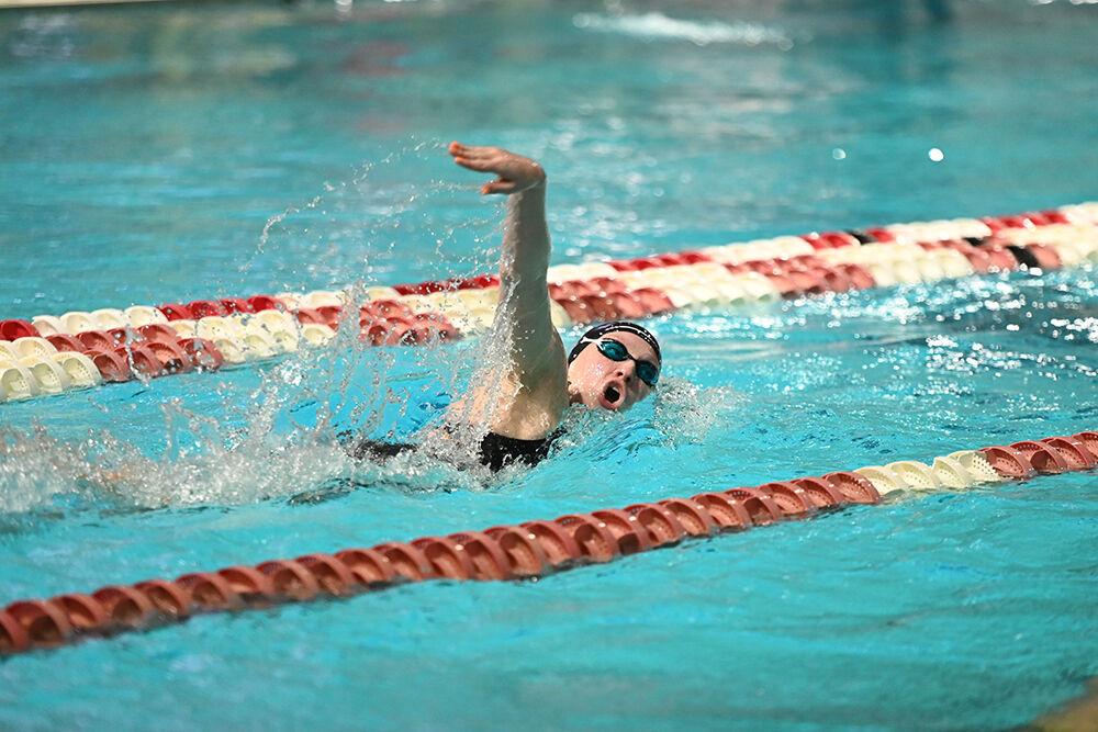 Sophomore Lindsey Immel swims in the women's 100 yard freestyle during the NC State Wolfpack's swim and dive meet against the UNC-Wilmington Seahawks at the Willis R. Casey Aquatics Center on Friday, Jan. 27, 2023. The Wolfpack women beat the Seahawks 186-105.