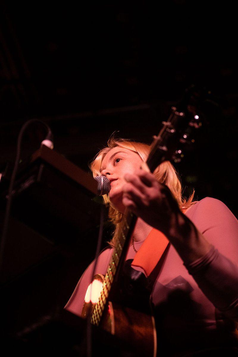 Charlie Harris of MEGABITCH sings and plays guitar during the Double Barrel Benefit at Kings in Raleigh, NC on Saturday, Feb. 4, 2023. MEGABITCH is a local band based in Carborro, NC.