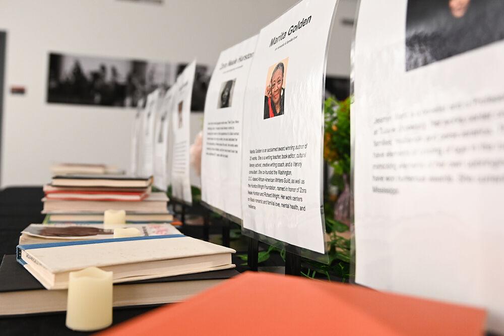 Marita Golden is a highlighted author at at the 28 Days of Love: Black Book Blitz exhibit in Witherspoon Student Center on Thursday, Feb. 16, 2023. The interactive exhibit featured 28 Black authors in celebration of Black History Month and Valentine's Day.