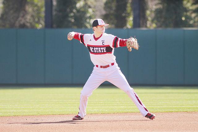 Junior shortstop Trea Turner throws the ball during the 3-0 victory over Michigan on Friday February 28 at Doak Field. The win improved the Wolfpack's record to 8-1 overall.