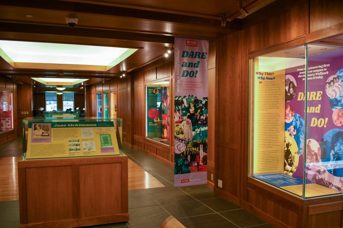 The NC State Libraries' exhibit "Dare and Do! Women's History at NC State" on Feb. 28, 2023 at D.H. Hill Jr. Library. The exhibit highlights the historic women that have made an impact at the university and the world.