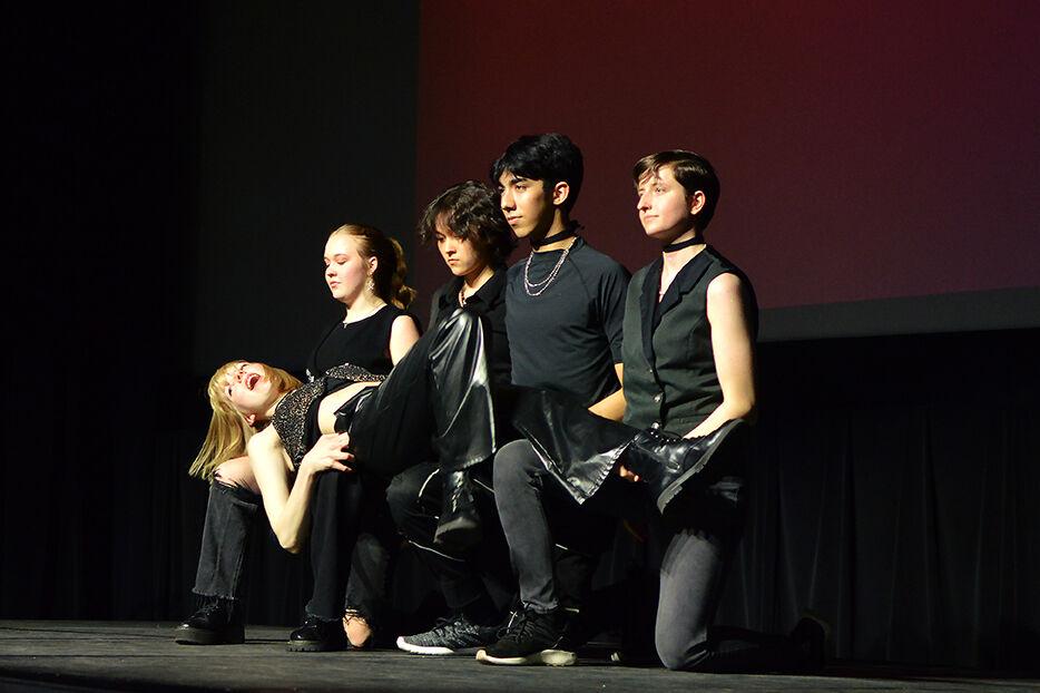 KPACK, NC State's K-Pop dance group, perform a dance cover at UAB Wolfpack's Got Talent in the Witherspoon Campus Cinema on Friday, March 31, 2023. Group members Megan Bryenton, Kate Hartsell, Marie Knapp, Adam Kashmola and Kat Zavadil performed a dance cover of "Sugar Rush Ride" by TXT.&#160;