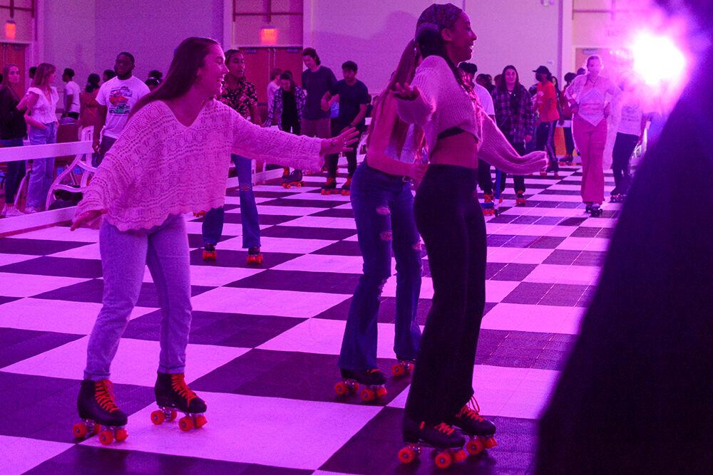 Students skate while at the BSB Roll Bounce Skating event for Pan-African week in Talley Student Union on Monday, April 3, 2023. Pan-African week is celebrated in the month of April to highlight Pan-Africanism.