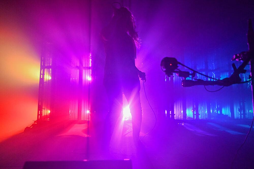 Laura Les, one half of 100 Gecs sings at The Ritz - Raleigh on Tuesday, May 2, 2023. The concert, opened by Machine Girl had some of 100 Gecs' biggest hits performed such as "money machine" and "hand crushed by a mallet."