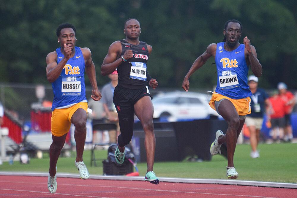 Graduate Cameron Murray runs in the men's 100m during the ACC Outdoor Championships at&#160;Paul Derr Track and Field Facility on Friday, May 12, 2023. Murray finished with a time of 10.66.