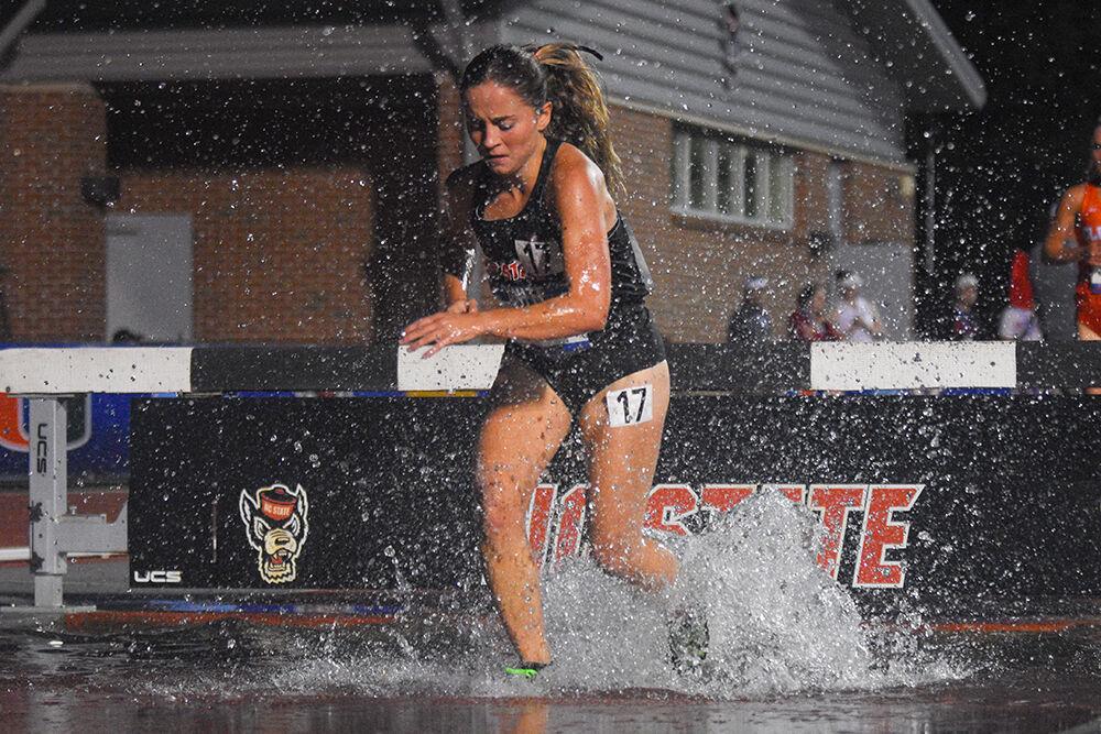 Junior Alyssa Hendrix runs in the women's 3000-meter steeple during the ACC Outdoor Championships at Paul Derr Track and Field Facility on Friday, May 12, 2023. Hendrix finished with a time of 10:55.62.