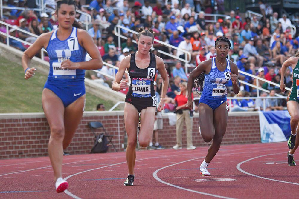 Senior Caroline Lewis runs the women's 800m during the ACC Outdoor Championships at&#160;Paul Derr Track and Field Facility on Friday, May 12, 2023. Lewis finished with a time of 2:12:16.