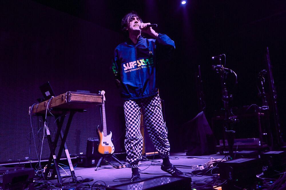 Matt Stephenson, main vocalist of Machine Girl sings at The Ritz - Raleigh on Tuesday, May 2, 2023. The concert, opened by Machine Girl had some of 100 Gecs' biggest hits performed such as "money machine" and "hand crushed by a mallet."