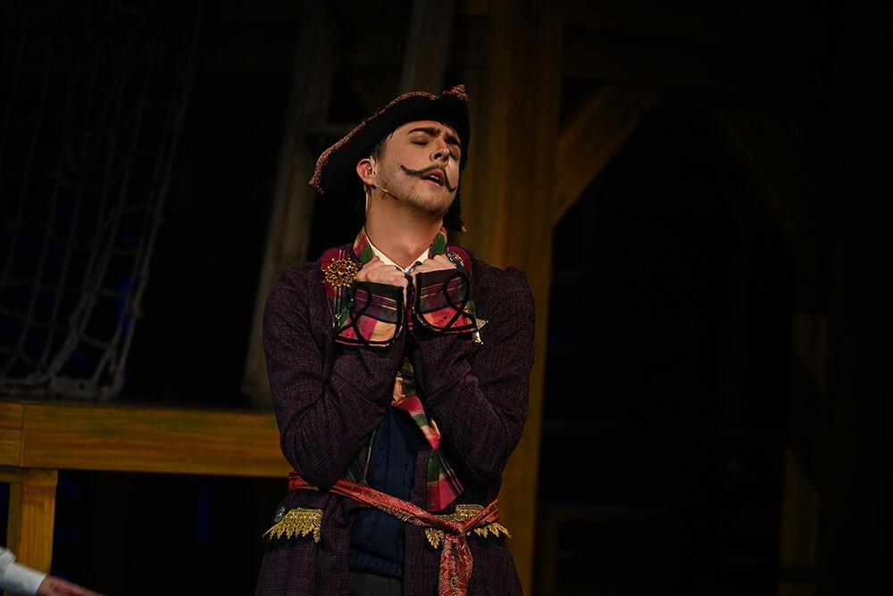 Jackson Griffin, a fourth-year studying history, plays Black Stache during the dress rehearsal for NC State University Theatre's performance of "Peter and the Starcatcher" at Titmus Theatre on Wednesday, Oct. 18., 2023. "Peter and the Starcatcher" is a whimsical and imaginative prequel to Peter Pan, exploring the adventures that lead Peter to Neverland.