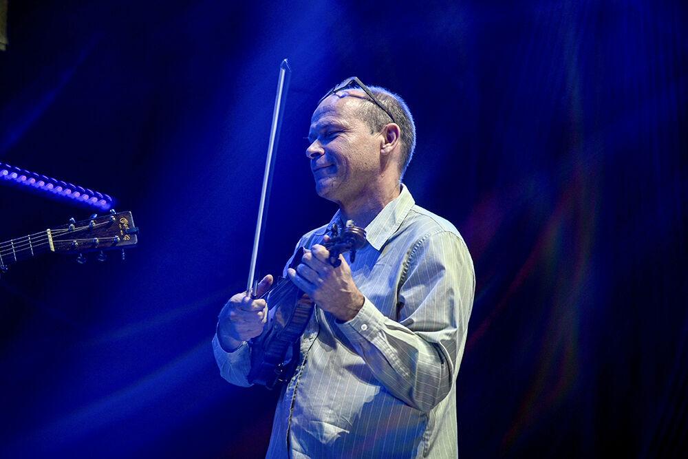 Musical band Mighty Polar performs at IBMA Bluegrass live at the Red Hat Amphitheater on Friday, Sept. 29, 2023. Mighty Polar is a new musical group in the world of bluegrass music.