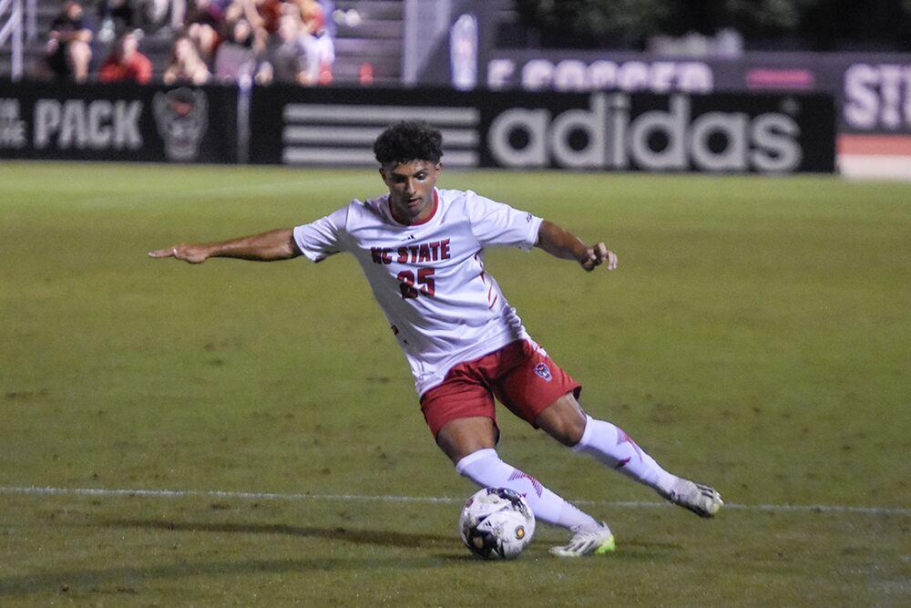 Freshman left back Gabi Velez makes a move during the match versus Wake Forest&#160;at Dail Soccer Field on Friday, Oct. 6, 2023. The Wolfpack were defeated 3-0.