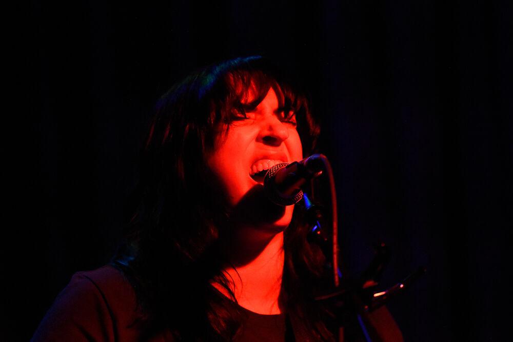 Singer Rachel Hirsh belts her song during the Local Beer, Local Bands event at Transfer Co. Food Hall on Sunday, Oct. 1, 2023. The local bands that preformed during the event were BANGZZ, Rachel Hirsh and My Sister Maura.