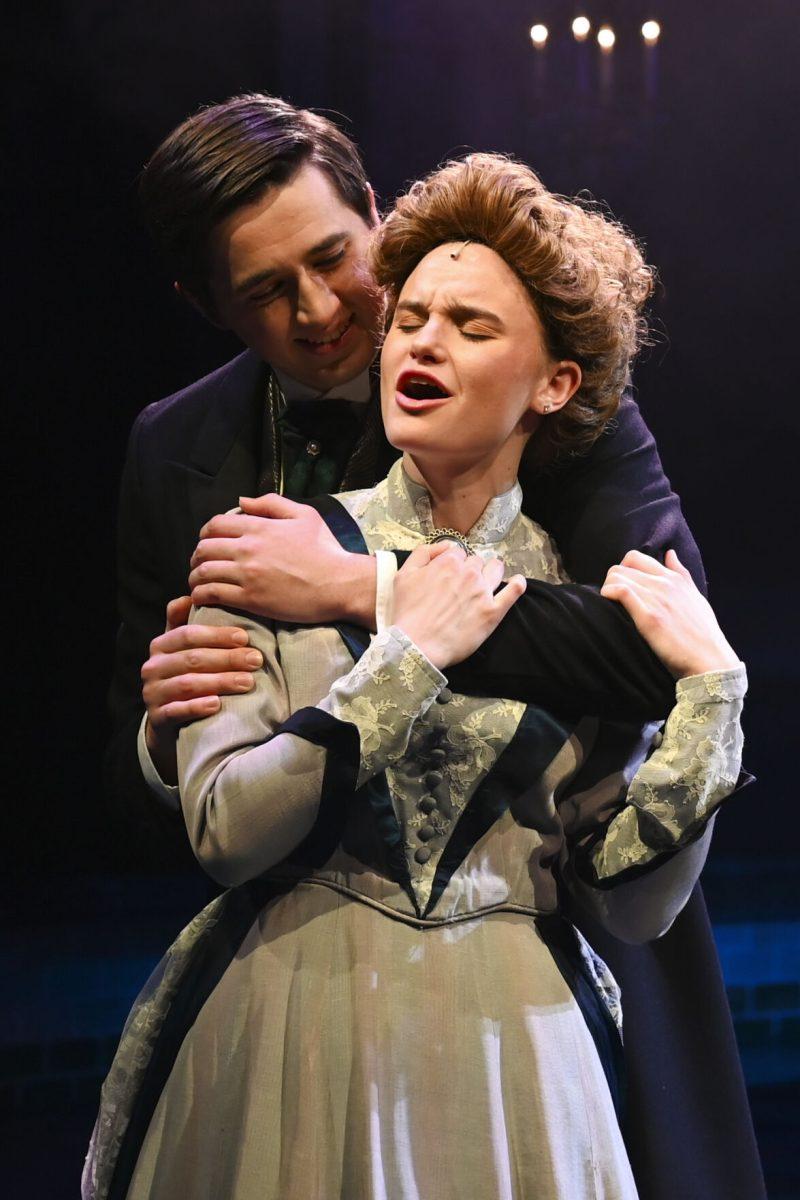 Jackson Lods, a fourth-year studying chemical engineering, as Dr. Henry Jekyll and Edward Hyde holds Madalyn Alexander, a fourth-year studying psychology and English, as Emma Carew during the performance of "Jekyll &amp; Hyde" in Stewart Theatre on Wednesday, Feb. 14, 2024. The musical was based on author Robert Louis Stevenson's novel, "The Strange Case of Dr. Jekyll and Mr. Hyde."