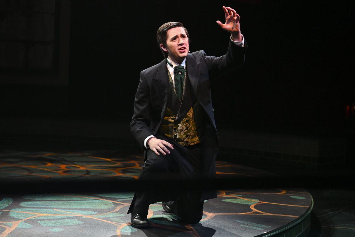 Jackson Lods, a fourth-year studying chemical engineering, performs as Dr. Henry Jekyll and Edward Hyde in the "Jekyll &amp; Hyde" musical in Stewart Theatre on Wednesday, Feb. 14, 2024. The musical was based on author Robert Louis Stevenson's novel, "The Strange Case of Dr. Jekyll and Mr. Hyde."