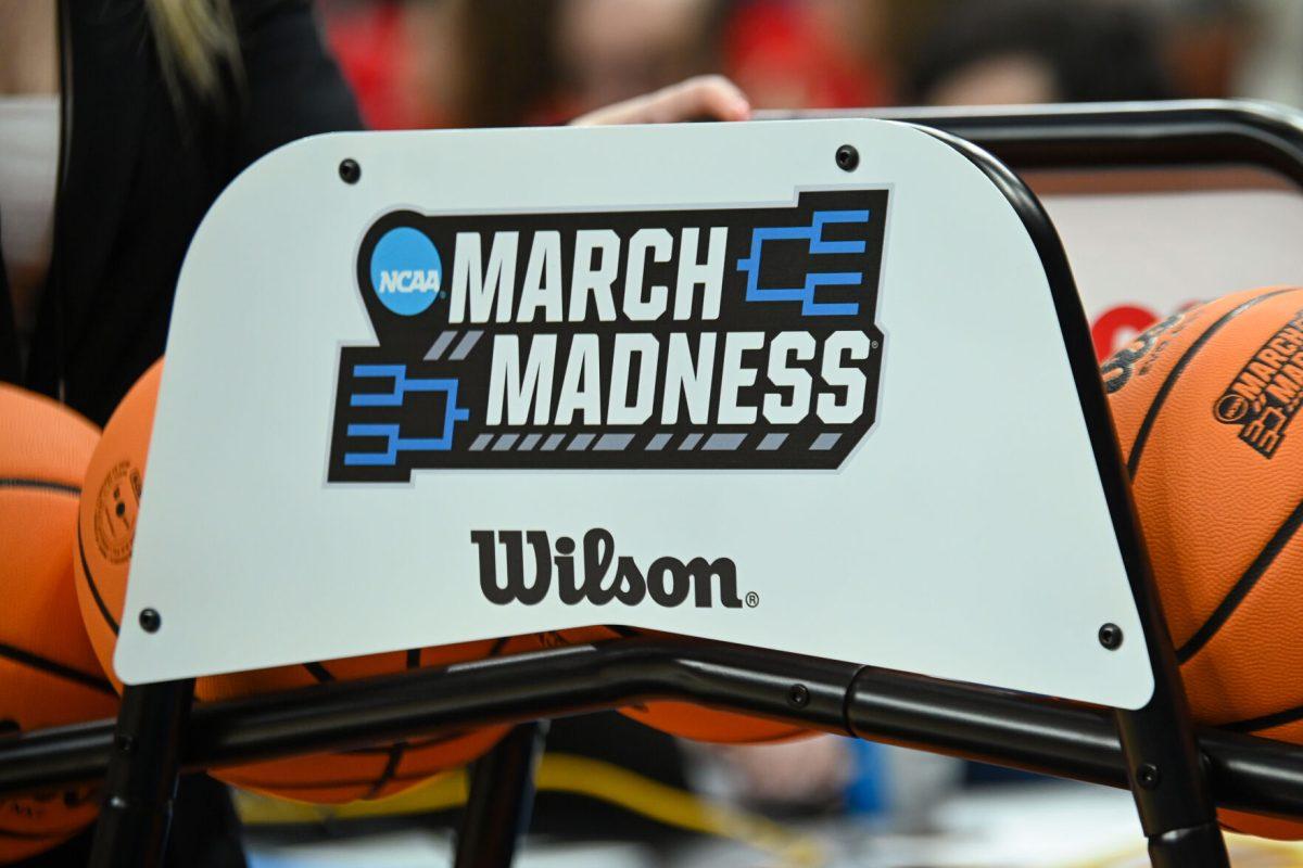 A ball cart is pushed across the court during the NCAA March Madness first round game against the Texas Tech Red Raiders in PPG Paints Arena on Thursday, March 21, 2024. NC State beat Texas Tech 80-67.