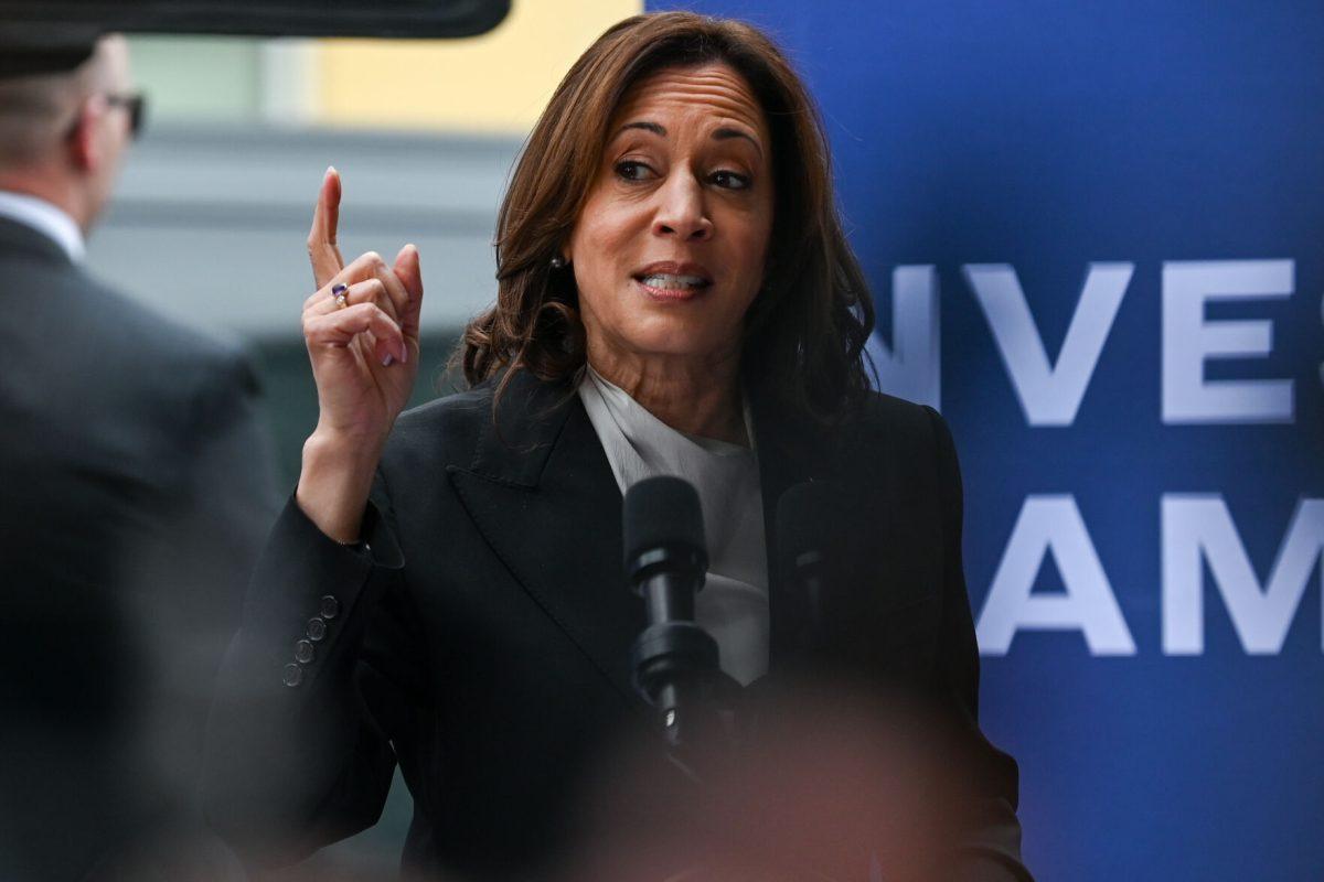 Kamala Harris speaks during her trip to Durham at the Ella West Art Gallery on Friday, March 1, 2024. Vice President Kamala Harris announced $32 million in funds to support North Carolina-based minority entrepreneurs.
