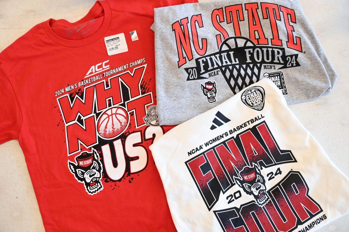 Wolfpack Outfitters stocks shirts celebrating the post season success of the men's and women's basketball teams in Talley Student Union on Thursday, April 4, 2024. Both the men's and women's teams played in the Final Four of the NCAA Tournament.