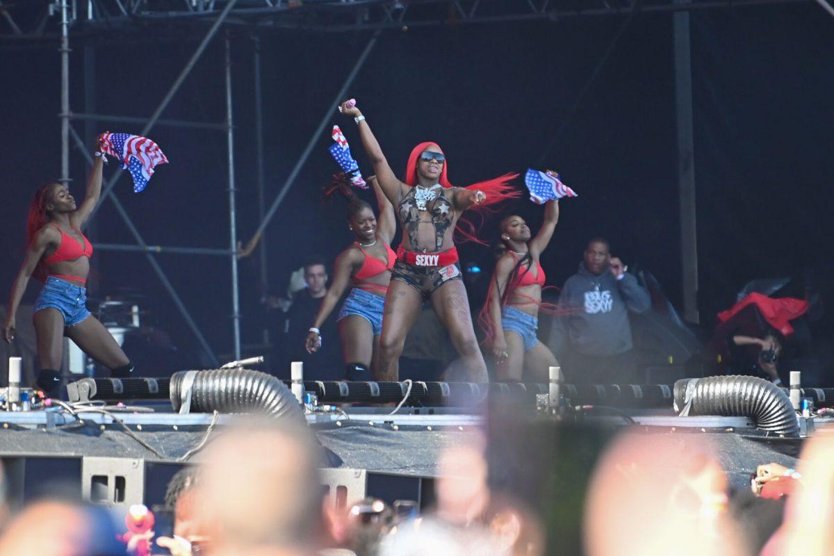 Sexxy Red performs during the Dreamville Festival at Dorothea Dix Park on Saturday, April 6, 2024. Sexxy Red is a 25-year-old from Missouri known for her lacivious lyrics and vibrant personality.