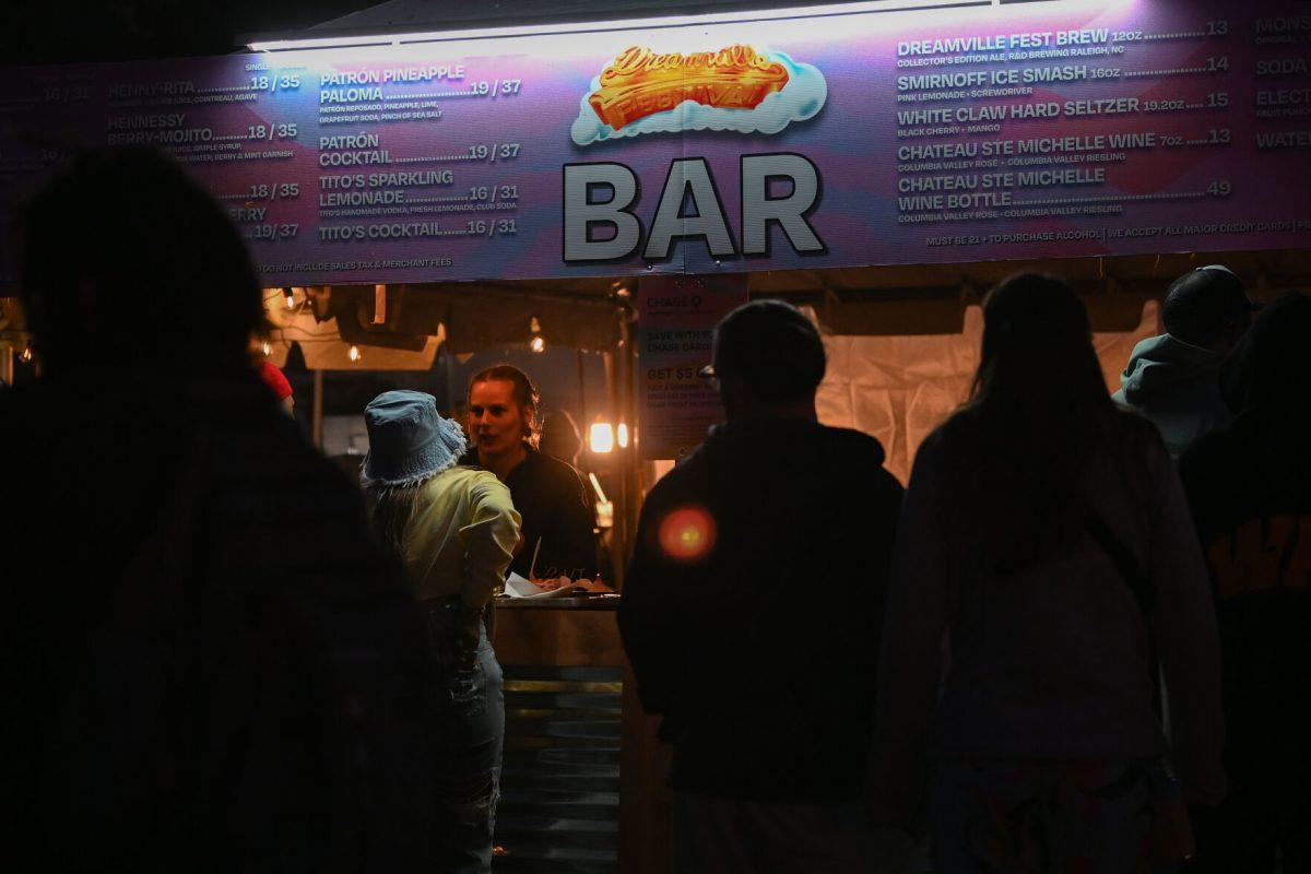 A drink pavillion sits during the Dreamville Festival at Dorothea Dix Park on Saturday, April 6, 2024. Dreamville offered over 50 food and drink vendors to festival goers with a diverse cuisine selection.