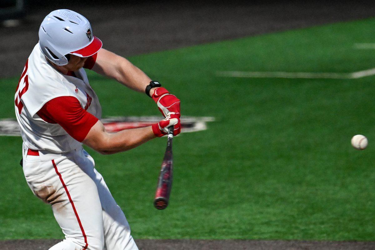 during the game against Norfolk State at Doak Field at Dail Park on Tuesday, May 7, 2024. NC State beat Norfolk State 18-0 in seven innings.