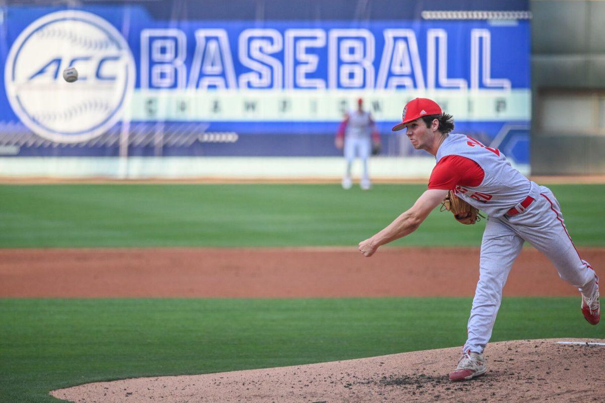 Freshman pitcher Ryan Marohn pitches during the ACC Tournament game against Virginia Tech at Truist Field in Charlotte on Wednesday, May 22, 2024. Marohn recorded four strikeouts in 4.0 innings pitched. NC State beat Virginia Tech 19-9 in eight innings.