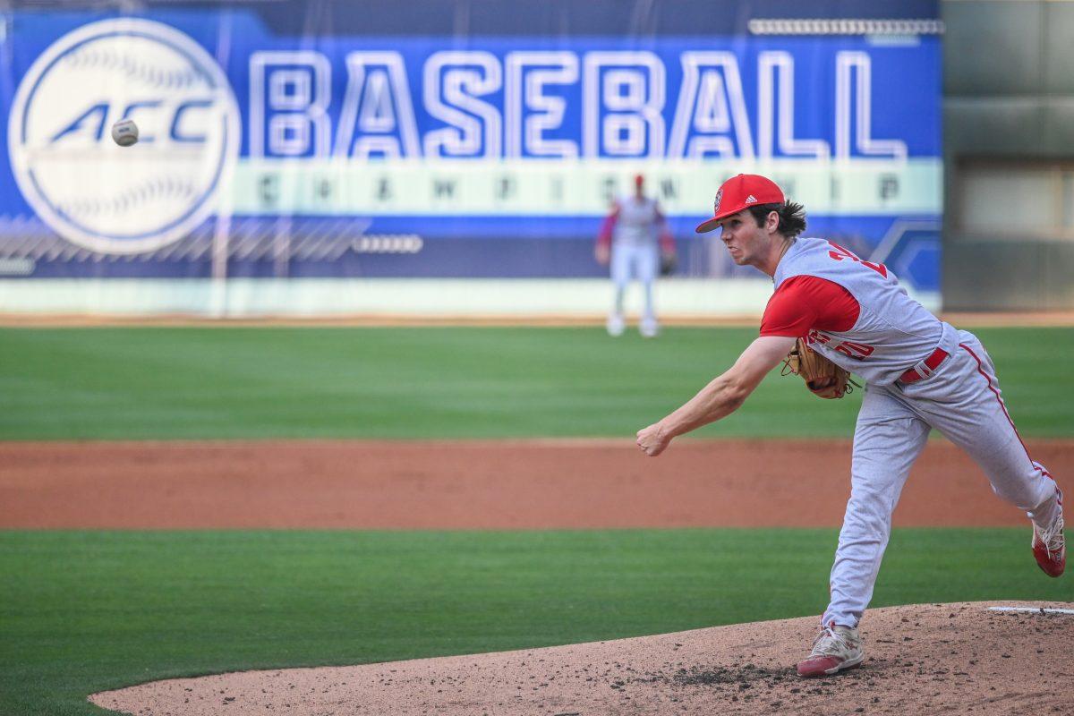 Freshman pitcher Ryan Marohn pitches during the ACC Tournament game against Virginia Tech at Truist Field in Charlotte on Wednesday, May 22, 2024. Marohn recorded four strikeouts in 4.0 innings pitched. NC State beat Virginia Tech 19-9 in eight innings.