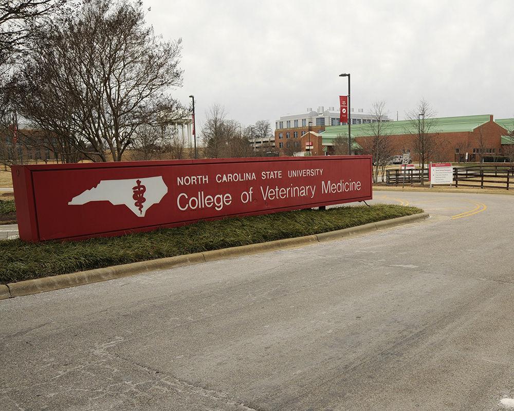 A sign marks the entrance to the College of Veterinary Medicine on North Carolina State University's west campus on Jan. 8. The College of Veterinary Medicine includes a veterinary hospital as well as extensive pastures for large animals and facilities for students to learn and research veterinary medicine.