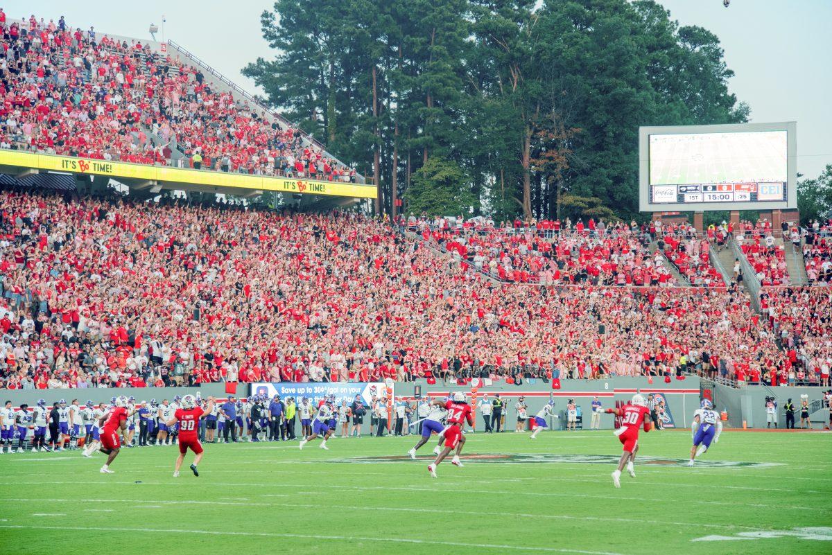Carter-Finley Stadium pack in for kickoff during the game against Western Carolina on Thursday, August 29, 2024. The Wolfpack defeated the Catamounts 38-21.