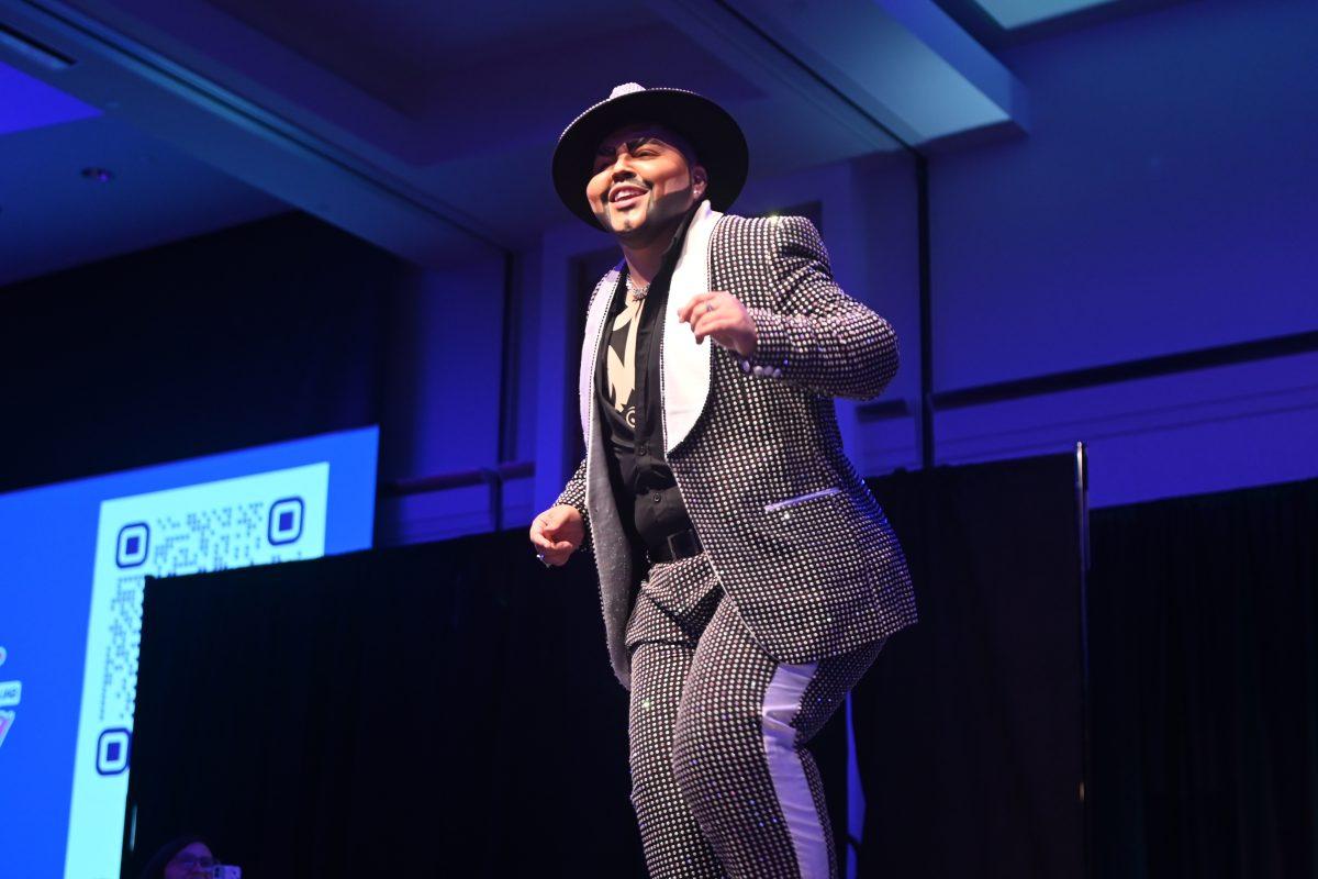 Drag king Don Javi dances to "Salsa Mix" at Desserts and Drag in Talley Student Union on Thursday, Sept. 19, 2024. This event featured 4 drag performers from North and South Carolina.