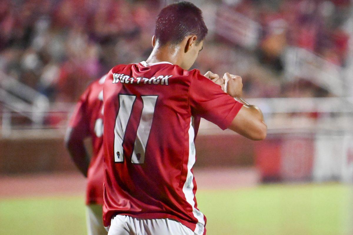 Senior midfielder Henrique Santos reacts after missing a goal during the game against Cal at Dail Soccer Field on Friday, Sept. 6, 2024. Santos made one of the two shots he attempted. NC State beat Cal 2-1.