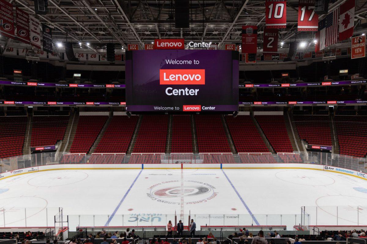 A look inside the newly renamed Lenovo Center on Thursday, Sept. 19, 2024. The Lenovo Center is the home of NC State men's basketball and the Carolina Hurricanes, formerly known as PNC Arena.