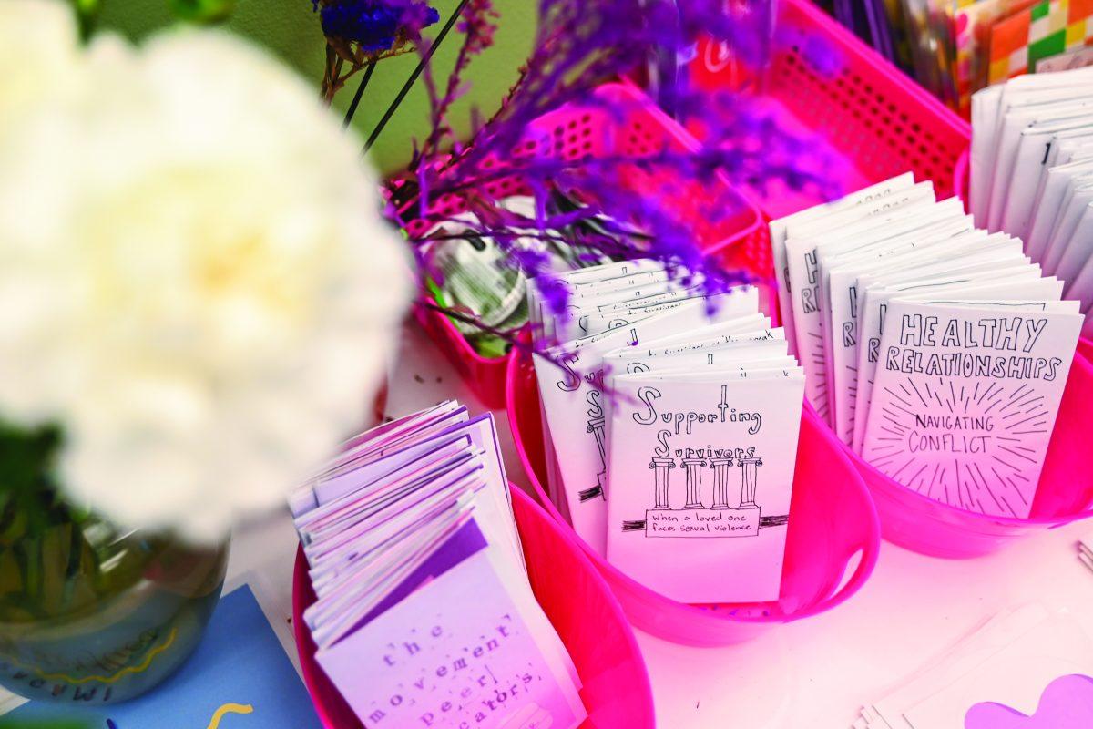 Pamphlets sit on display in the Women's Center on Tuesday, March 5, 2024. The mission of the Women&#8217;s Center is to build and create a community of allies and leaders while pursuing gender equity and social justice.