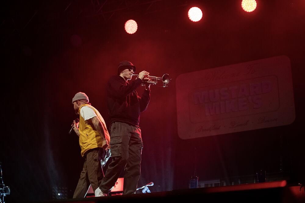 Nathan Kay plays trumpet during the Quinn XCII concert at Red Hat Amphitheater on Friday, Oct. 25, 2024. Nathan Kay has been the trumpeter for Quinn for multiple tours.