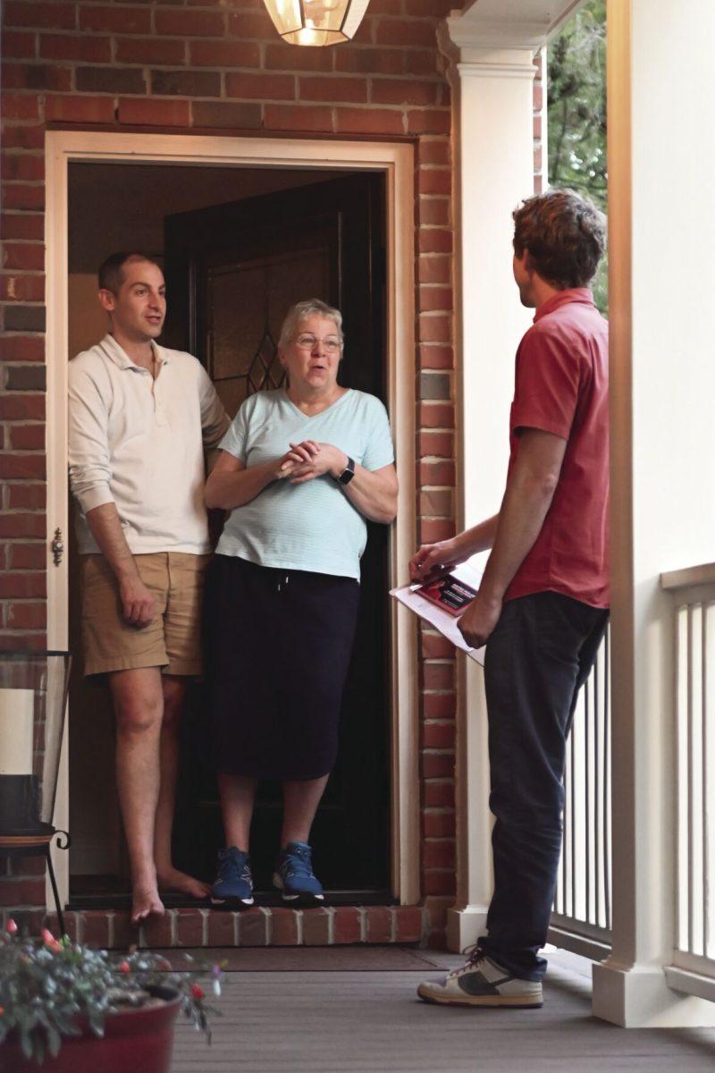 Reeves Peeler, a candidate running for an at-large seat on Raleigh City Council in 2024, talks with voters on Shepherd Street in Raleigh on Thursday, Oct. 3, 2024. Peeler&#8217;s hope is to build a future where Raleigh is affordable, green, walkable, safe and a place where everyone can thrive.
&#160;