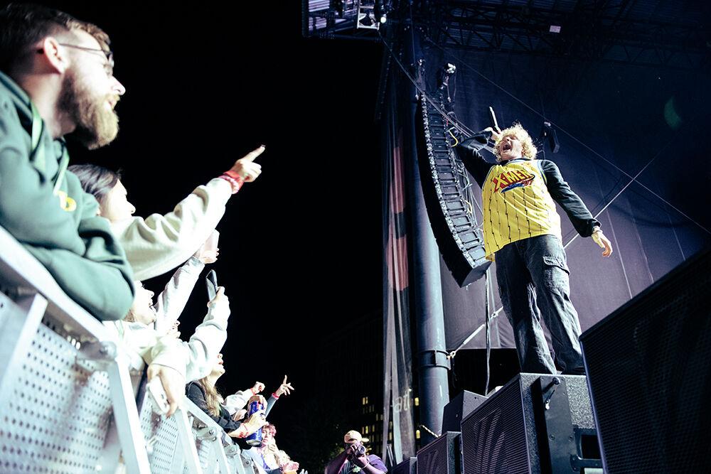 Knox yells to the crowd during his concert at Red Hat Amphitheater on Friday, Oct. 25, 2024. Knox performed as the opener for Quinn XCII's "All You Can Eat" tour.