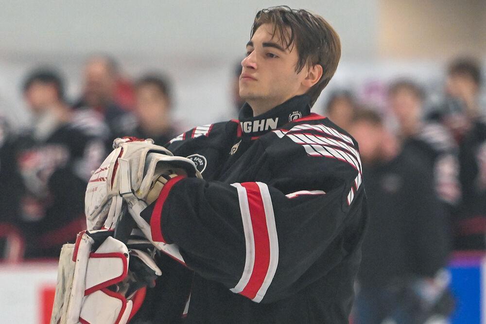 Senior goalie Isaac Tawyer prepares for the game against UNC-Chapel Hill at Invisalign Arena on Friday, Oct. 11, 2024. UNC-Chapel Hill defeated NC State 6-5.