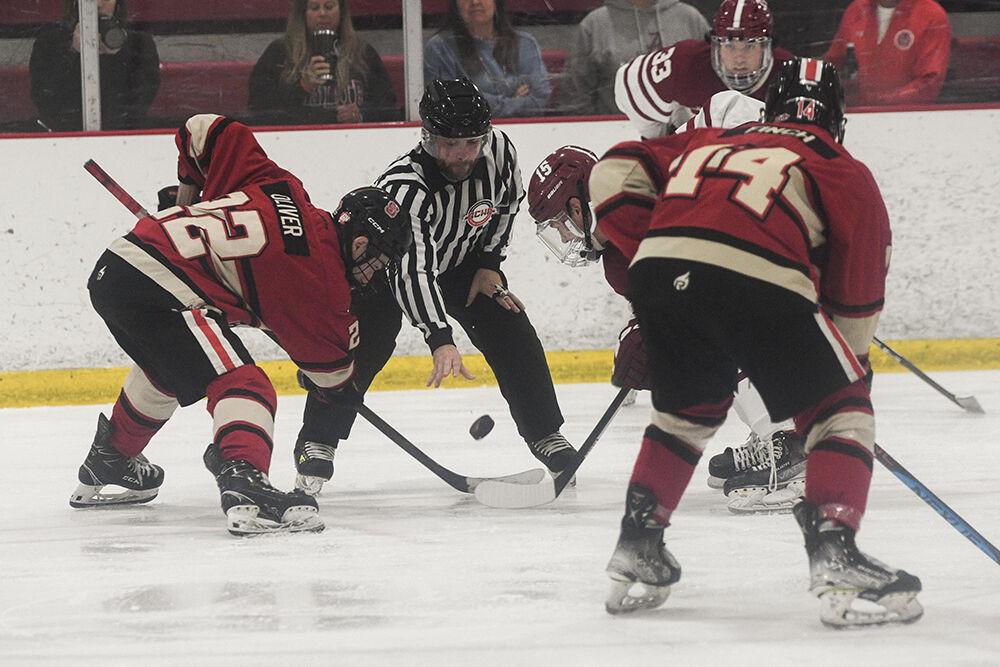 Senior forward Emery Oliver faces off with his opponent during match against Alabama in Invisalign Arena on Saturday, Oct. 5, 2024. NC State defeated Alabama 5-2.
