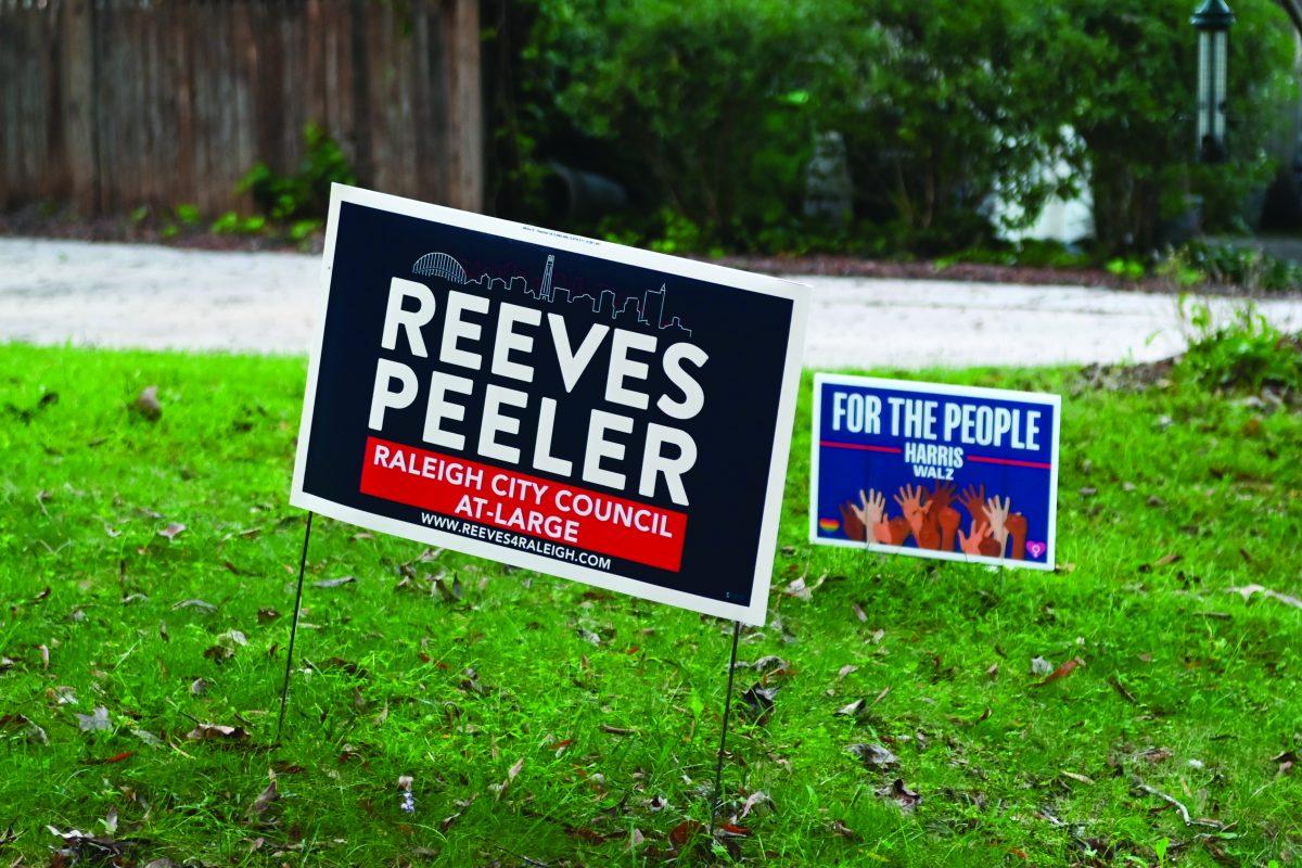 A Reeves Peeler sign sits on Shepherd Street in Raleigh on Thursday, Oct. 3, 2024. Peeler&#8217;s hope is to build a future where Raleigh is affordable, green, walkable, safe and a place where everyone can thrive.