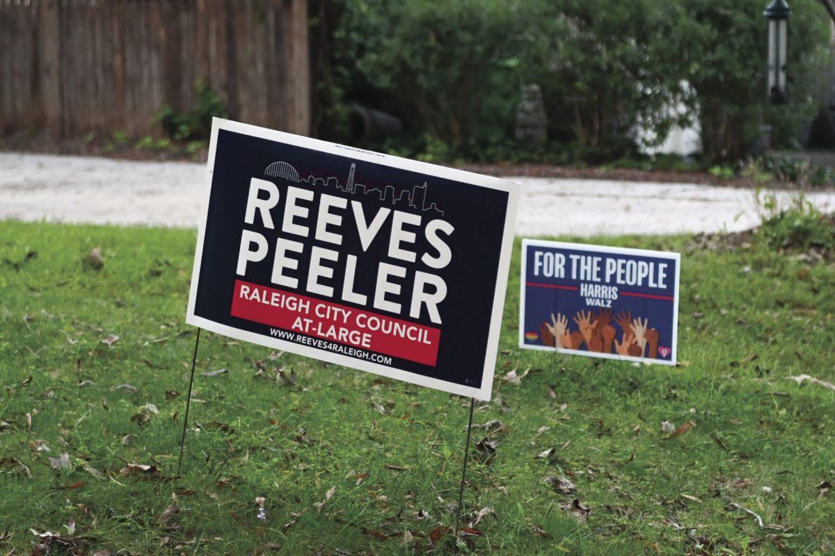 A Reeves Peeler sign sits on Shepherd Street in Raleigh on Thursday, Oct. 3, 2024. Peeler&#8217;s hope is to build a future where Raleigh is affordable, green, walkable, safe and a place where everyone can thrive.