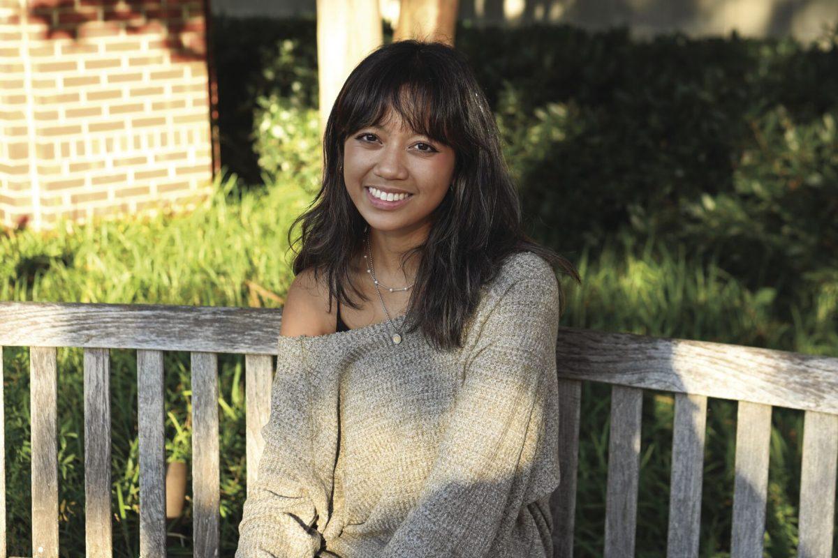 Alexis De Castro, a second-year studying fashion textile management, smiles for a portrait outside of Witherspoon Student Center on Tuesday, Oct. 8, 2024. Alexis was interviewed as a part of Technician&#8217;s &#8220;Portraits of the Pack&#8221; series, in which students were asked questions regarding their political views.&#160;
&#160;