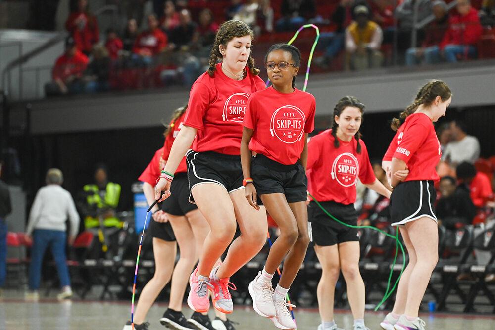 Members of Apex Skip-Its perform during an intermission at the game against Coastal Carolina in Reynolds Coliseum on Thursday, Nov. 21, 2024. NC State beat Coastal Carolina 89-68.