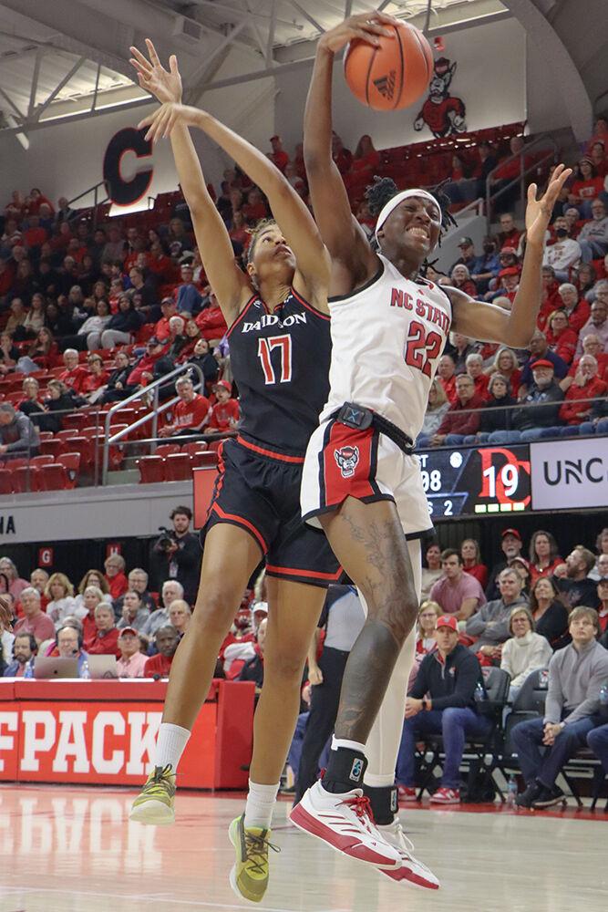 Senior guard Saniya Rivers grabs a rebound in the game against Davidson College on Wednesday, Dec. 11, 2024. Rivers recorded a double-double of 25 points and 11 rebounds. NC State beat Davidson College 59-57.