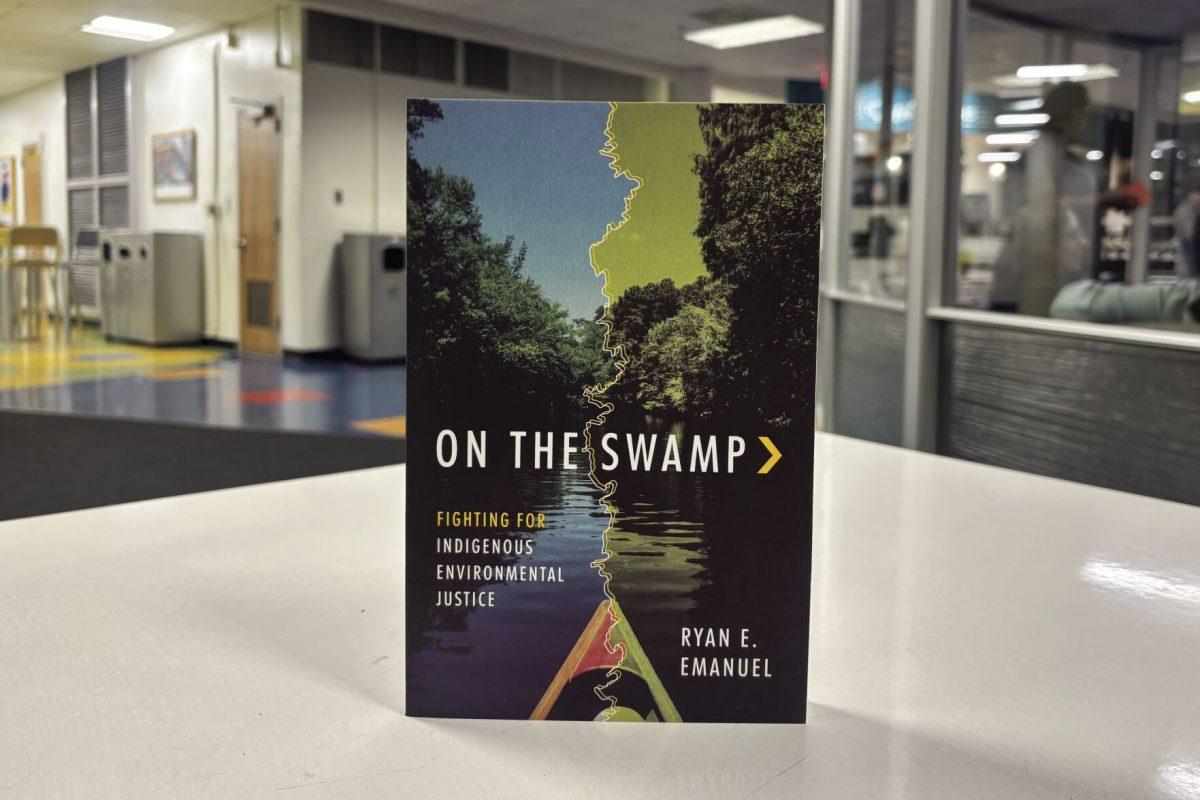 &#8220;On The Swamp,&#8221; a book by Dr. Ryan E. Emanuel sits in D.J. Hill Library on Monday, Jan. 13, 2025. The book discusses the intersection between environmental justice and Indigenous&#160;Communities.&#160;
&#160;