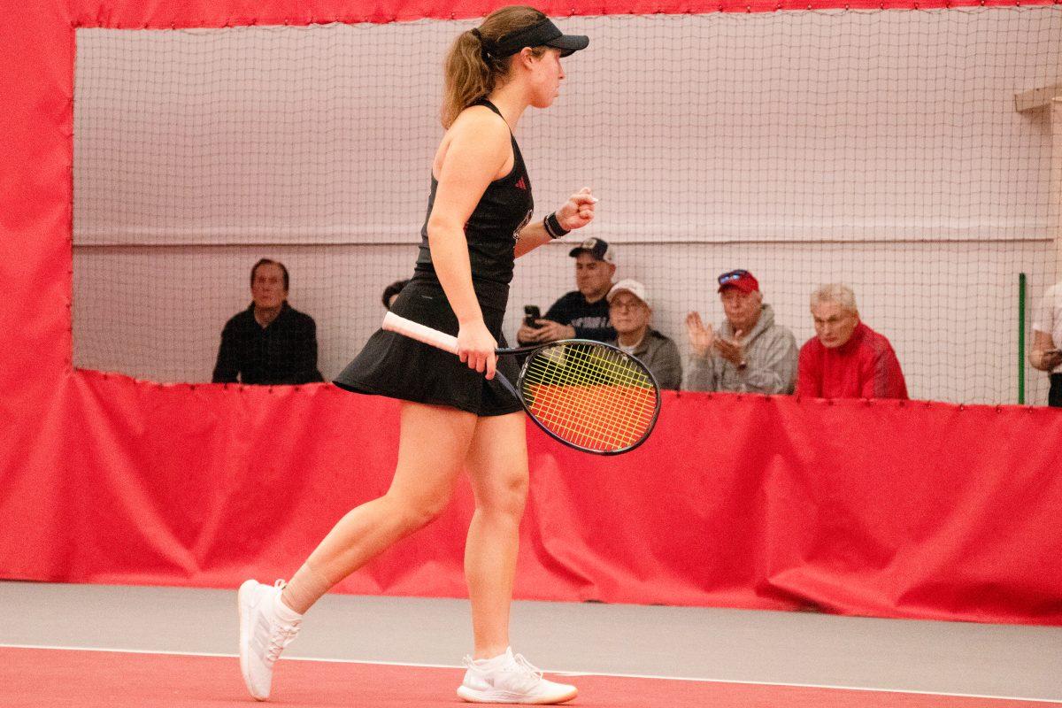 Junior Anna Zyryanova during the match against Michigan at J.W. Isenhour Tennis Center on Friday, Feb. 14, 2025. Zyryanova lost her singles match 2-1. NC State beat Michigan 5-2.